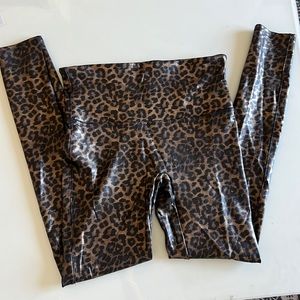 Spanx leggings sheer faux leather